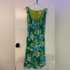 R&K originals green floral dress with ruffles